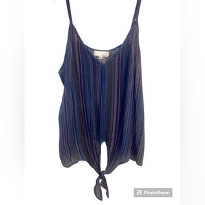 Ten Sixty Sherman Crop Top Large Short Spaghetti Strap Shirt Tie Up